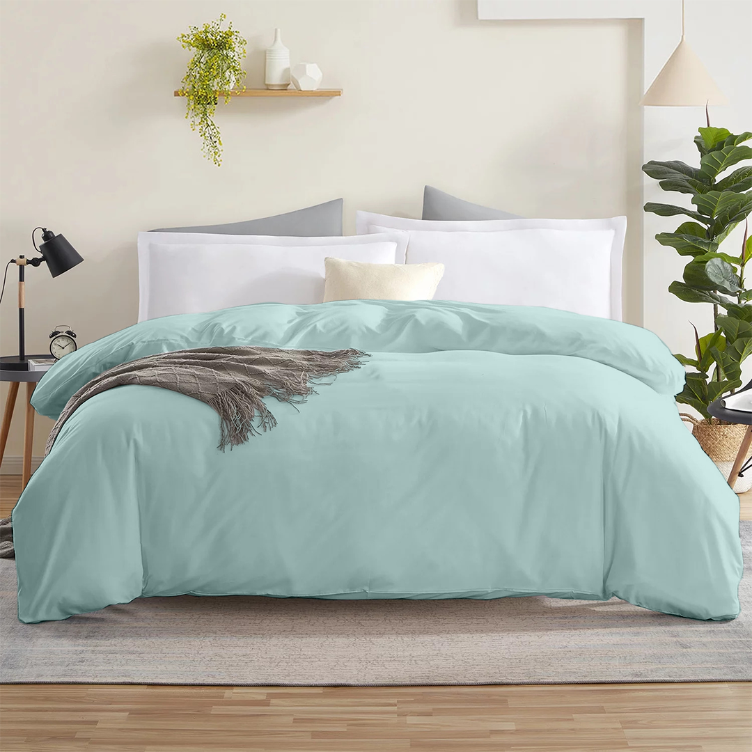 Aqua Blue Duvet Cover Solid Comfy Sateen