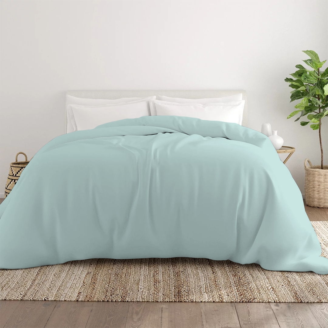 Aqua Blue Duvet Cover Solid Comfy Sateen