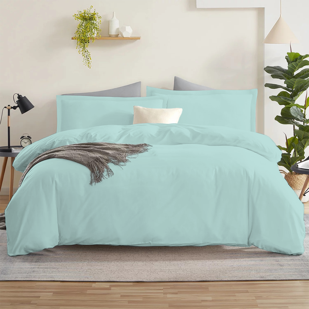 Aqua Blue Duvet Cover Set Solid Comfy Sateen