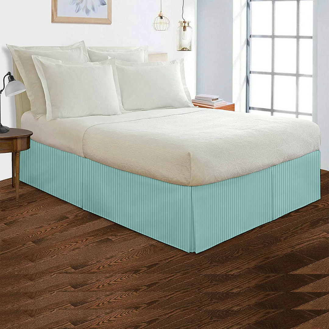 Aqua Blue Stripe  Bed Skirt (Comfy - 300TC)