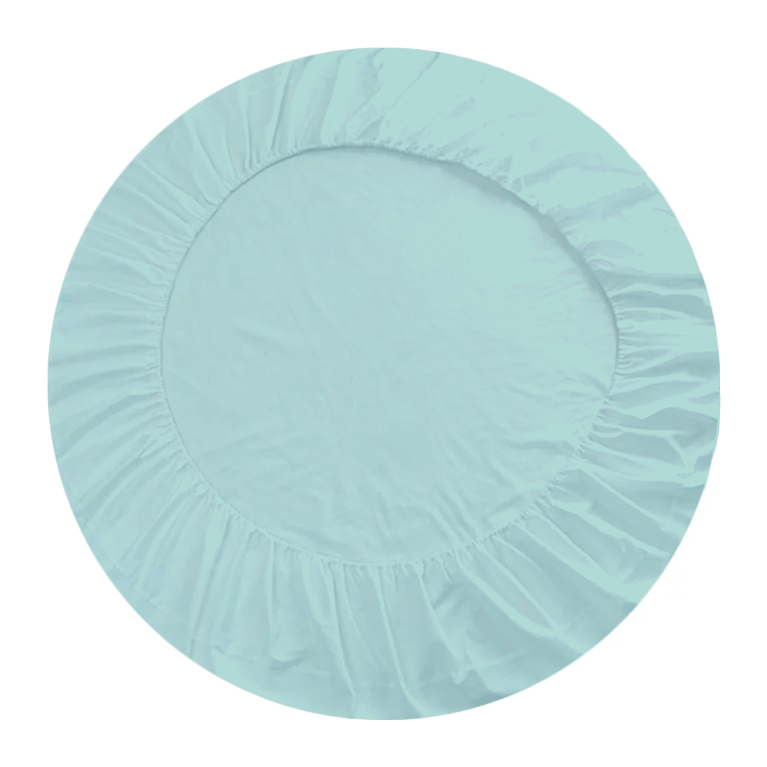 Aqua Blue Round Fitted Sheet Only Comfy Solid Sateen