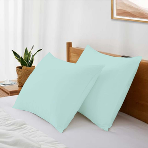 Aqua Blue Pillowcases Solid Comfy Sateen