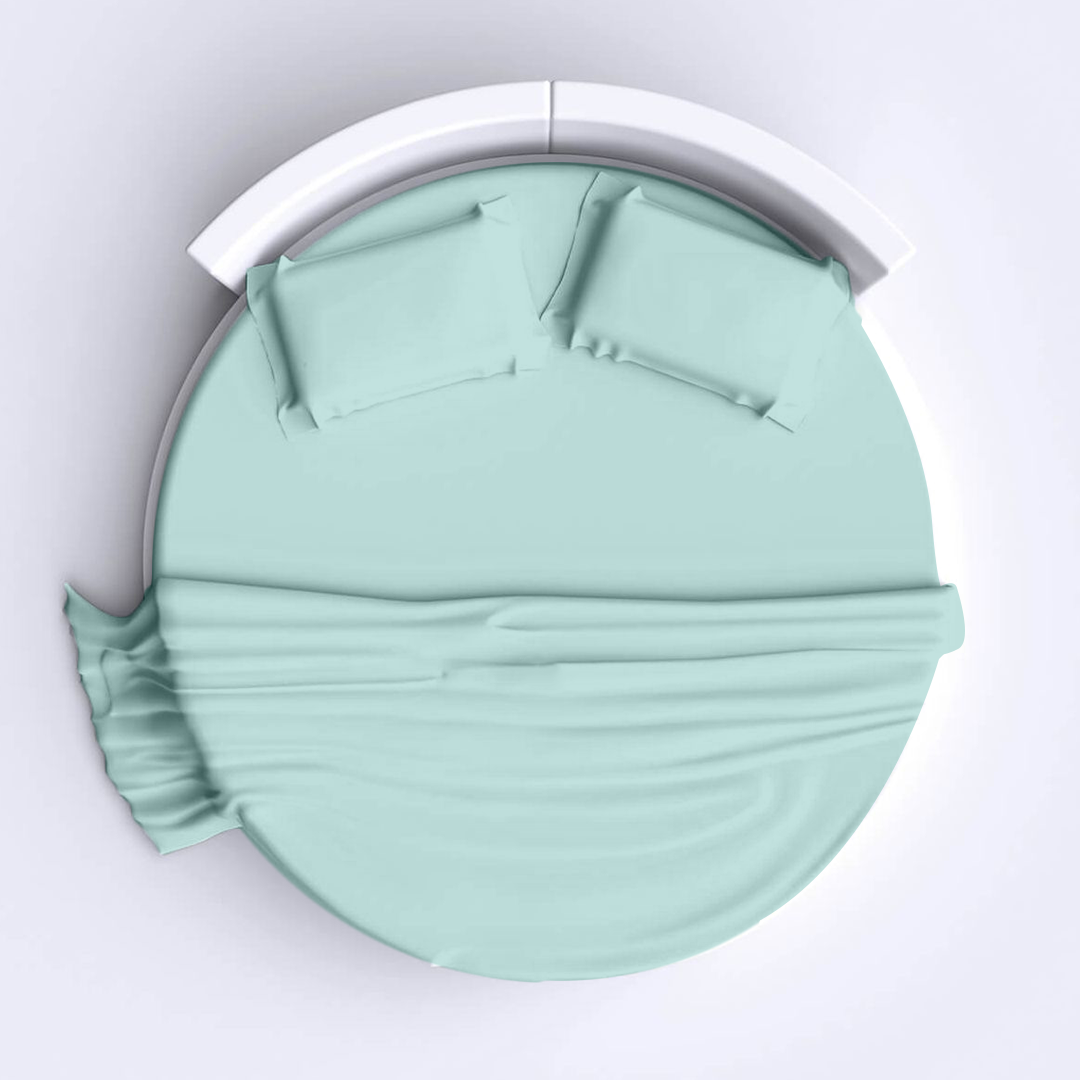 Aqua Blue Round Bed Sheets Set Solid Comfy Sateen