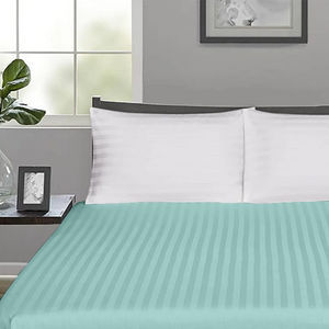 Aqua Blue Stripe Fitted Sheet Comfy Sateen