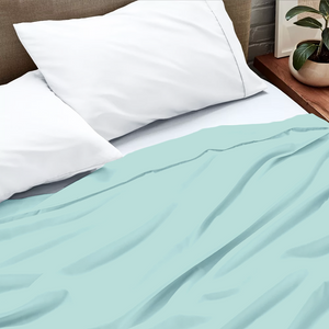 Aqua Blue Flat Sheet Solid Comfy Sateen