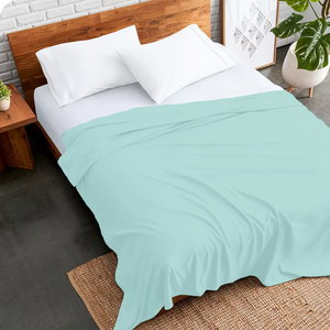 Aqua Blue Flat Sheet Solid Comfy Sateen