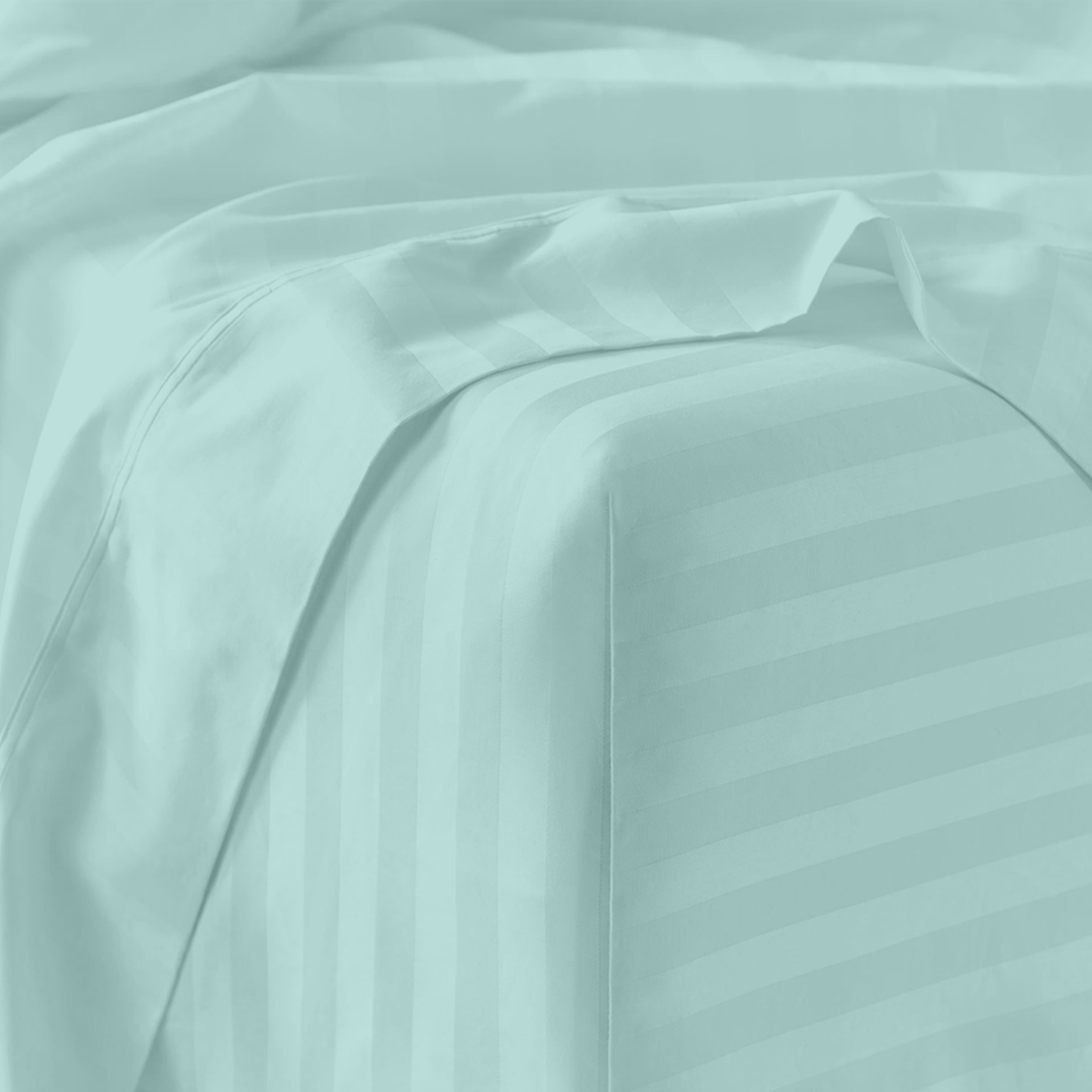 Aqua Blue Stripe Sheet Set Comfy Sateen