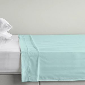 Aqua Blue Stripe Flat Sheet Comfy Sateen