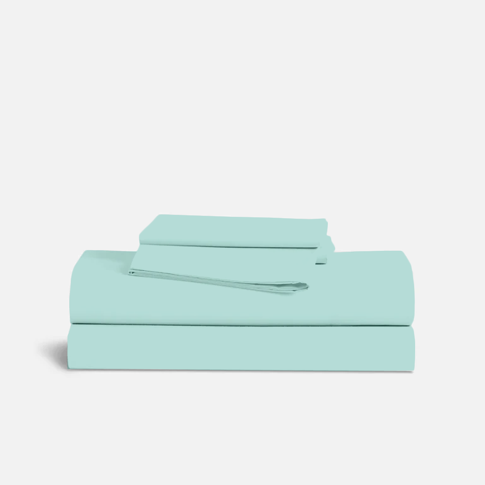 Aqua Blue Sheets Set Comfy Solid Sateen