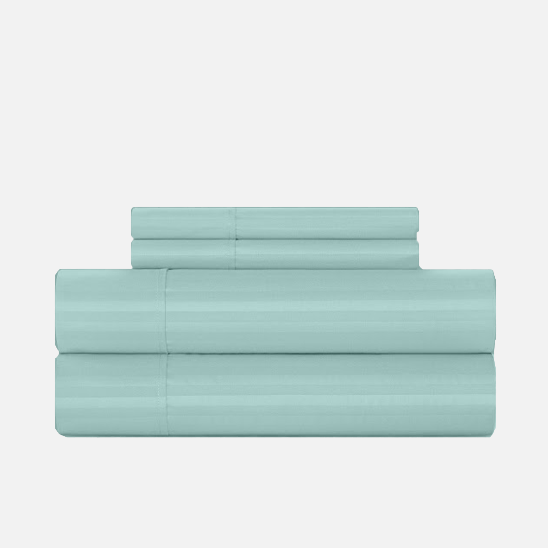 Aqua Blue Stripe Sheet Set Comfy Sateen