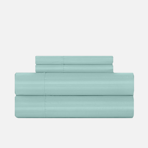 Aqua Blue Stripe Sheet Set Comfy Sateen