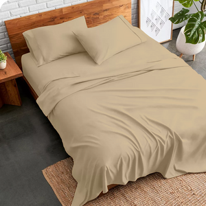 Beige Sheet Set Comfy Solid Sateen