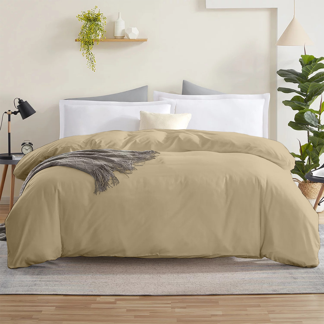 Beige Duvet Cover Solid Comfy Sateen