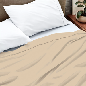 Beige Flat Sheet Solid Comfy Sateen