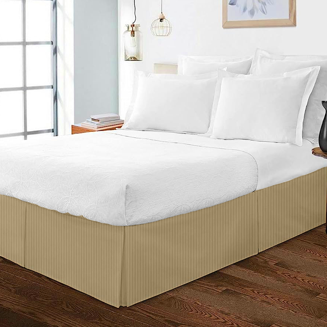 Beige Stripe Bed Skirt (Comfy 300TC)