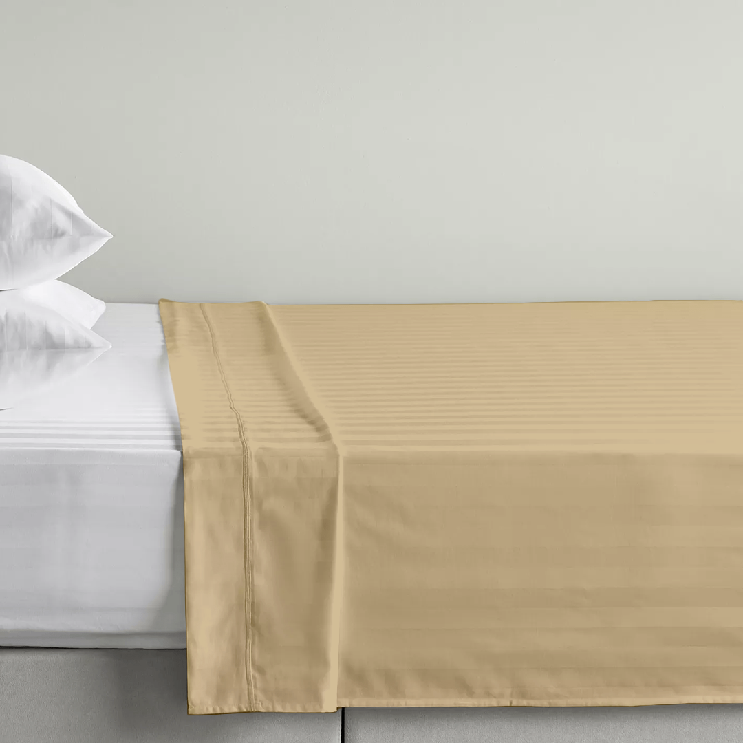 Beige Stripe Flat Sheet Comfy Sateen