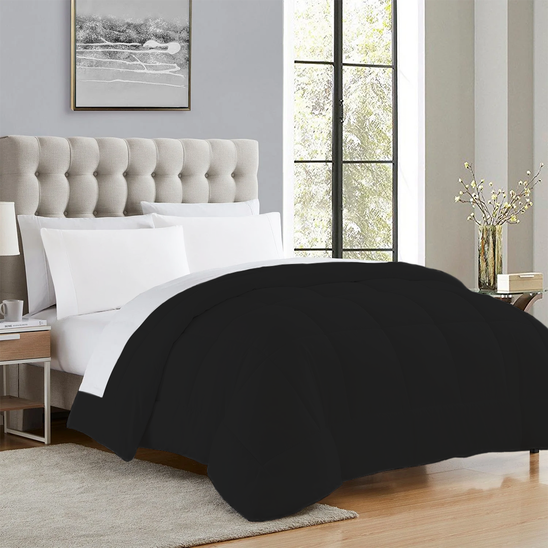 Cotton Black Comforter 400 GSM Comfy Solid