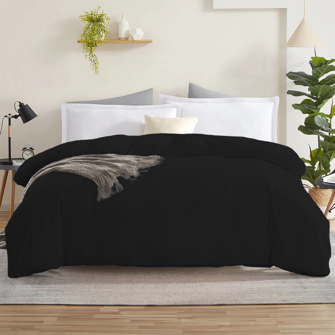 Black Duvet Cover Solid Comfy Sateen