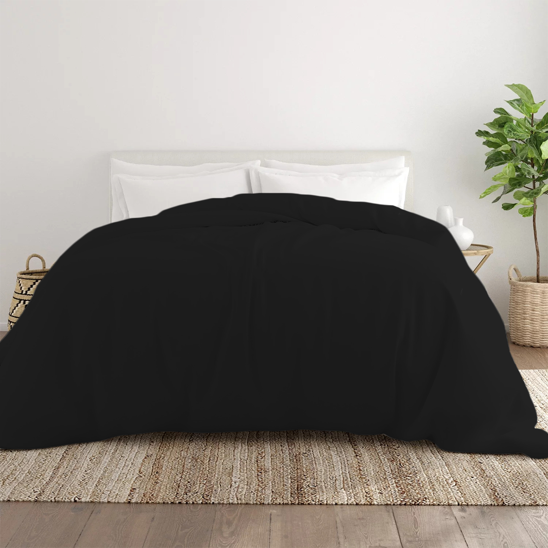 Bliss Black Duvet Cover Solid Sateen