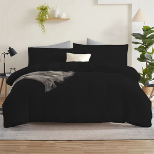 Black Duvet Cover Set Comfy Solid Sateen