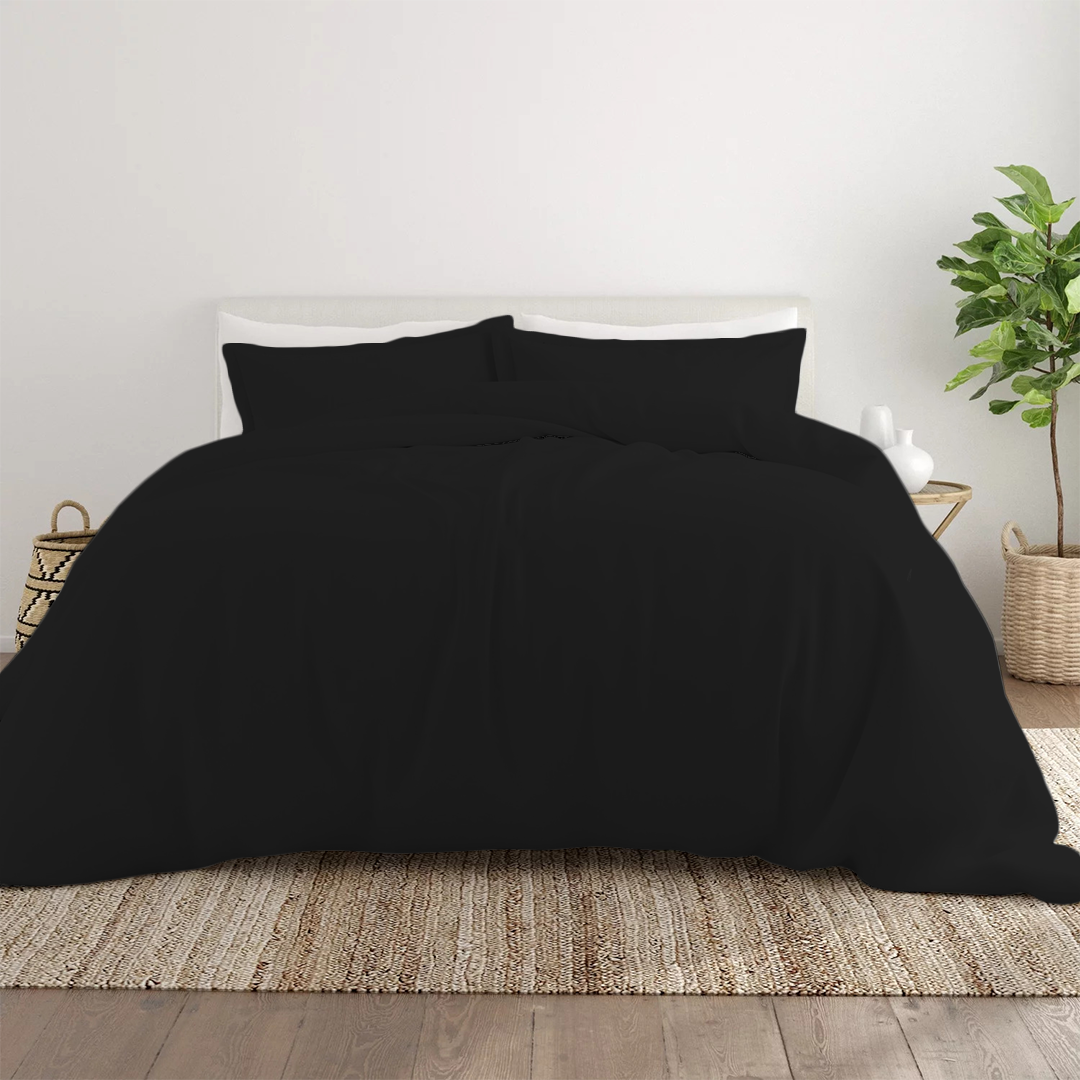 Black Duvet Cover Set Solid Bliss Sateen