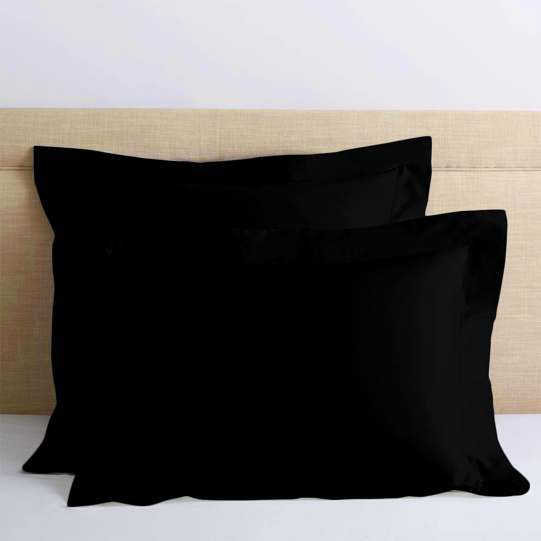 Comfy Black Euro Shams Solid Sateen