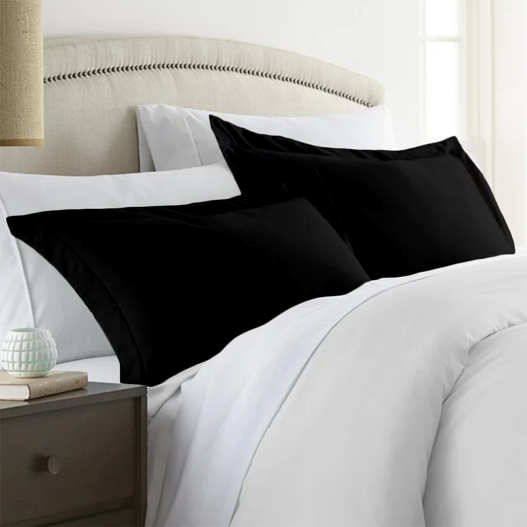 Black Pillow Shams Solid Bliss Sateen