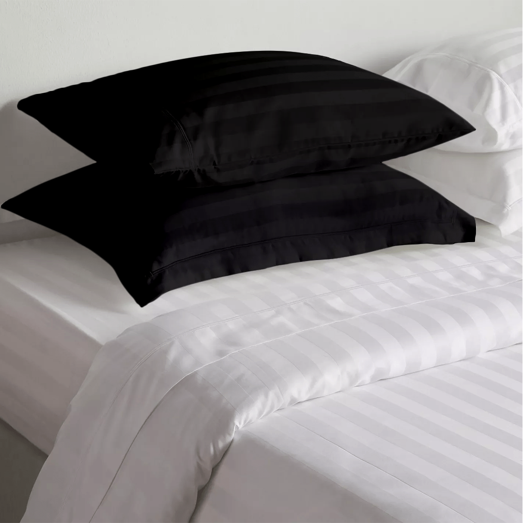 Black Stripe Pillow Shams Comfy Sateen