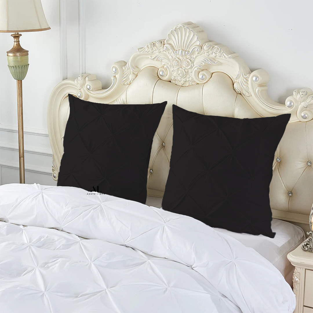 Black Pinch Decorative Pintuck Euro Shams