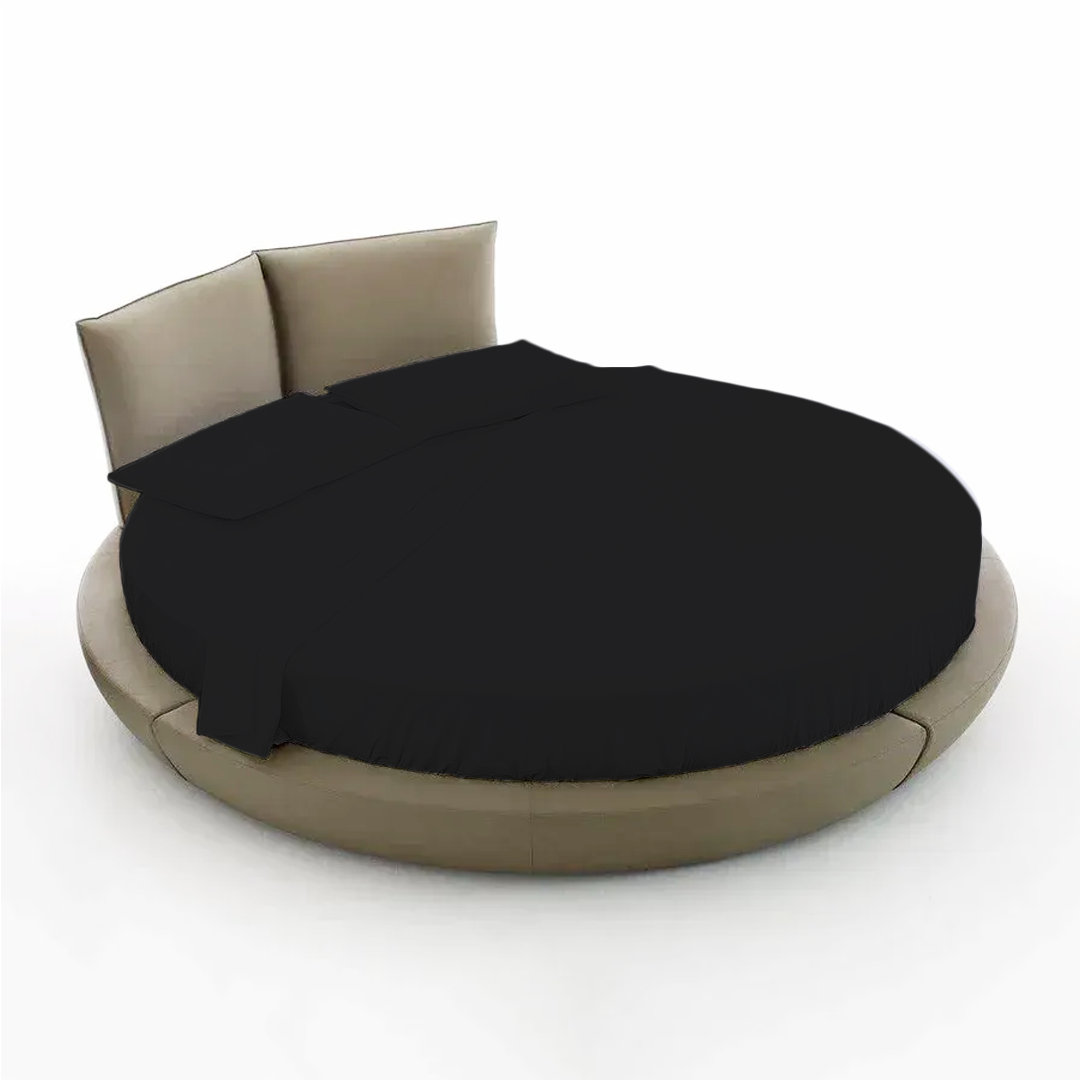 Comfy Round Sheet Set Solid 84 Inch Diameter Black