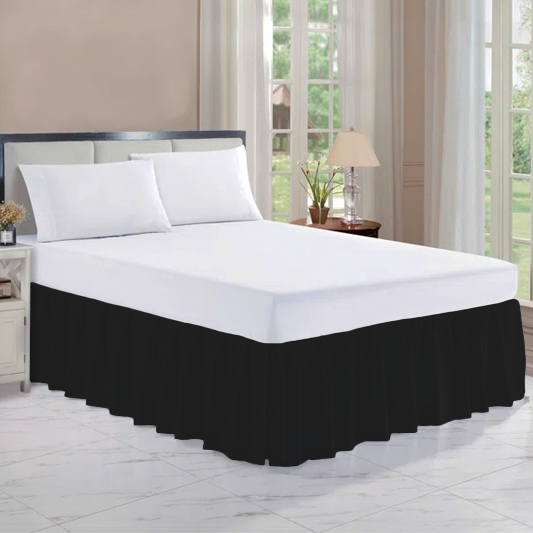 Bliss Black Gathered Bed Skirt Solid