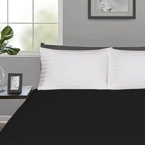 Black Stripe Fitted Sheet Comfy Sateen