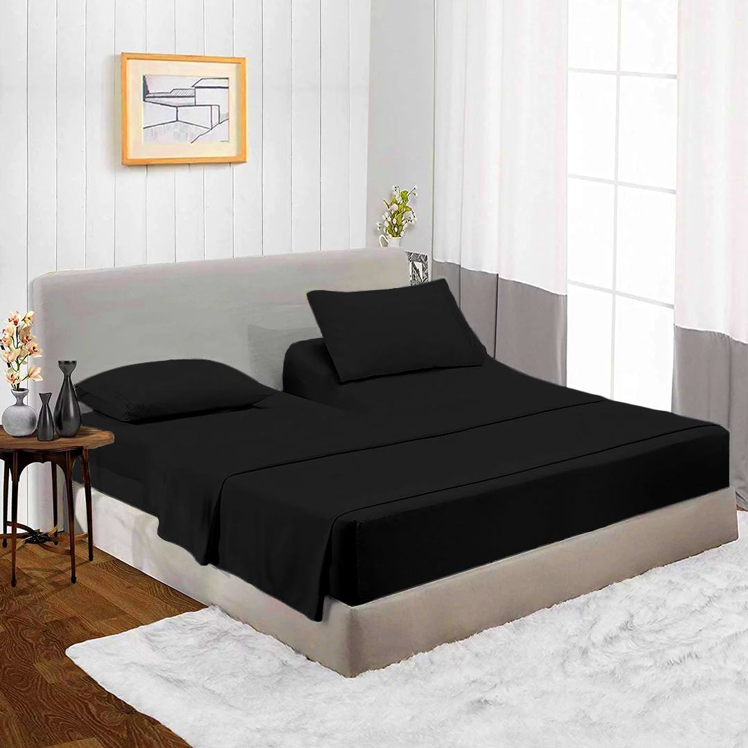 Black Top Split Sheet Set 34 Inches Solid Bliss