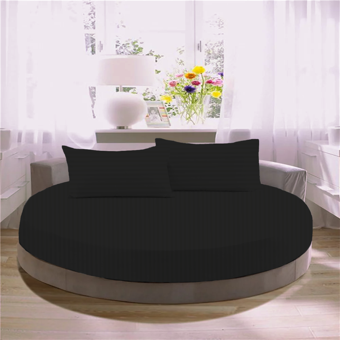 Black Round Stripe Sheet Set Comfy Sateen