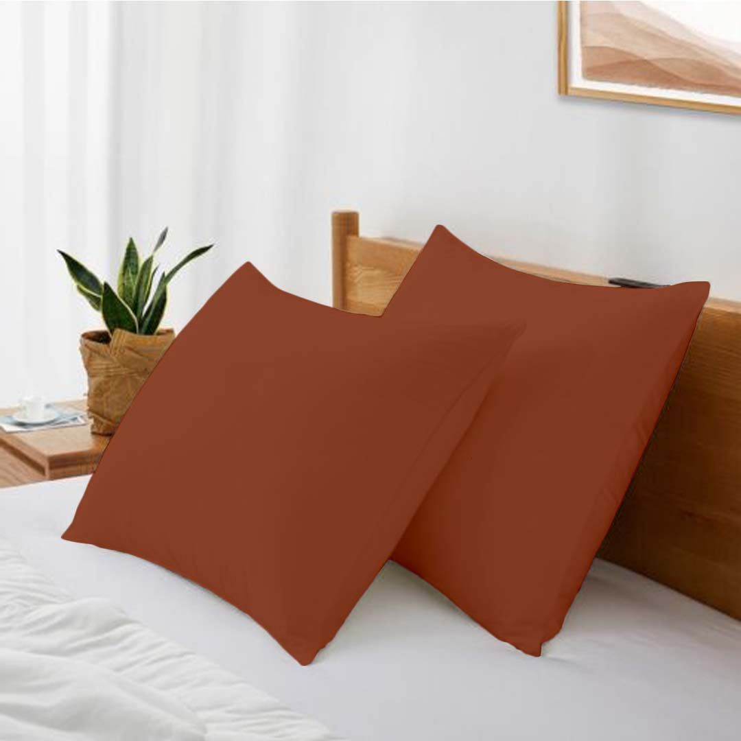 Luxury Brick Red Pillowcase Solid Comfy Sateen