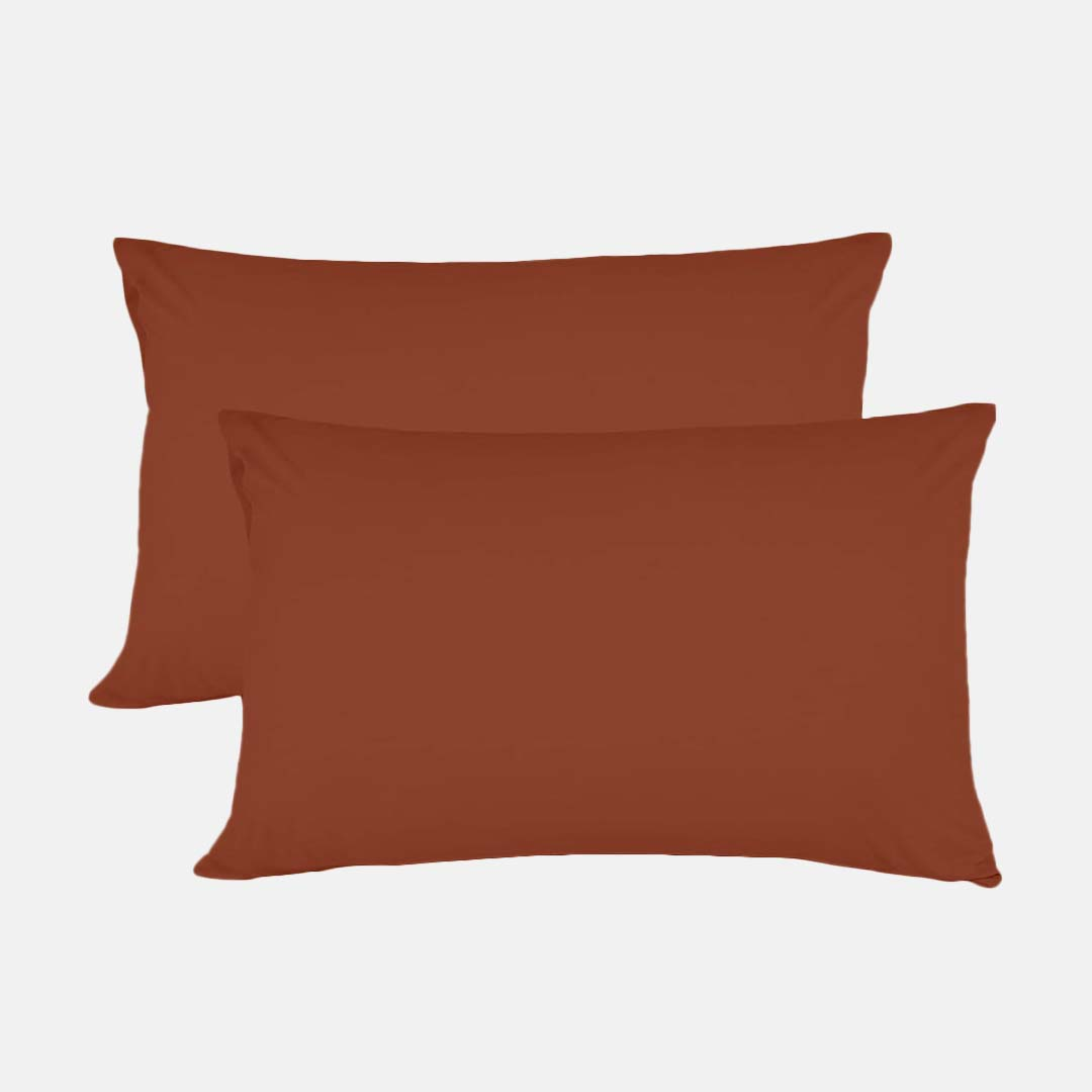 Luxury Brick Red Pillowcase Solid Comfy Sateen