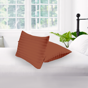 Brick Red Stripe Pillowcase Comfy Sateen