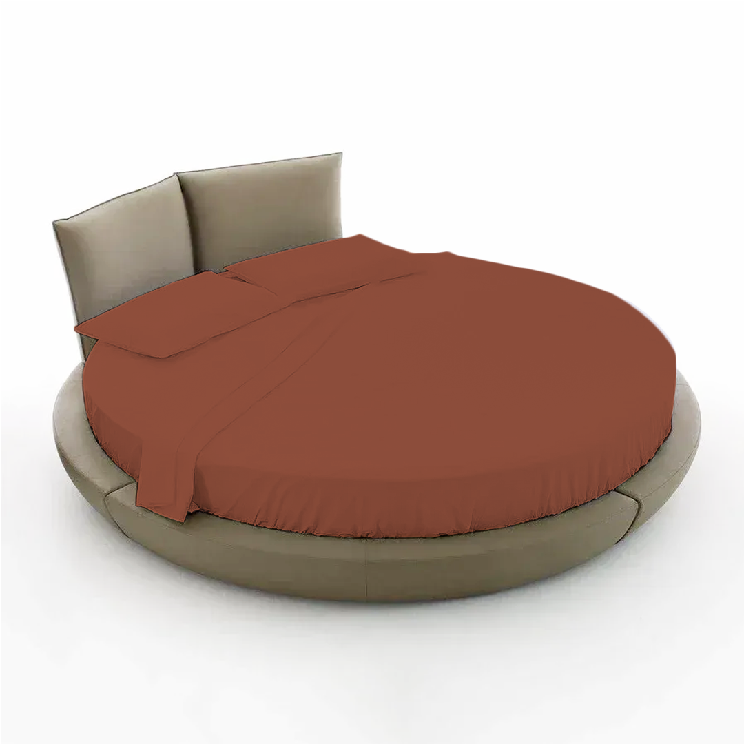 Comfy Round Sheet Set Solid 84 Inch Diameter Brick Red