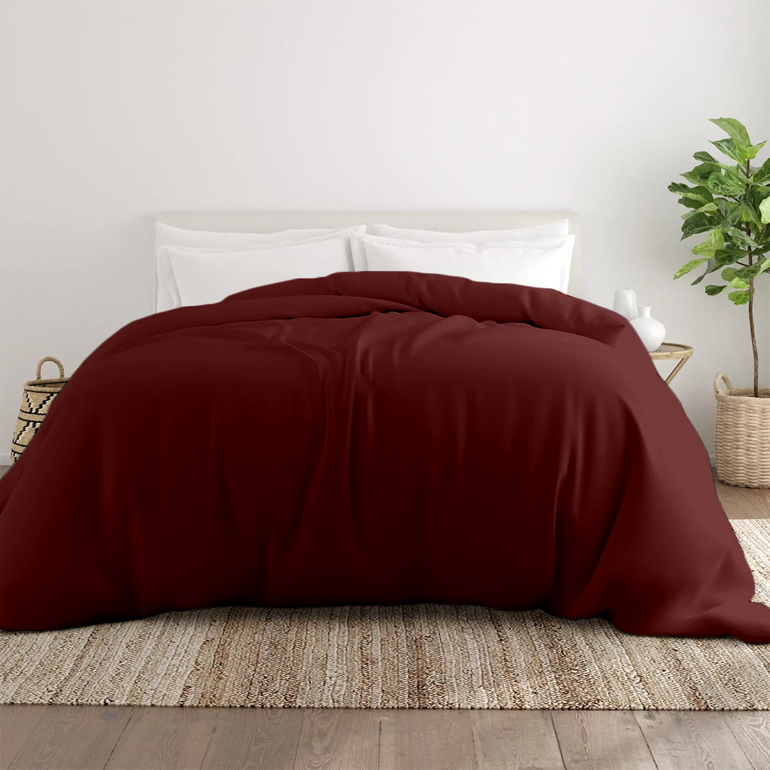 Burgundy Duvet Cover Bliss Solid Sateen