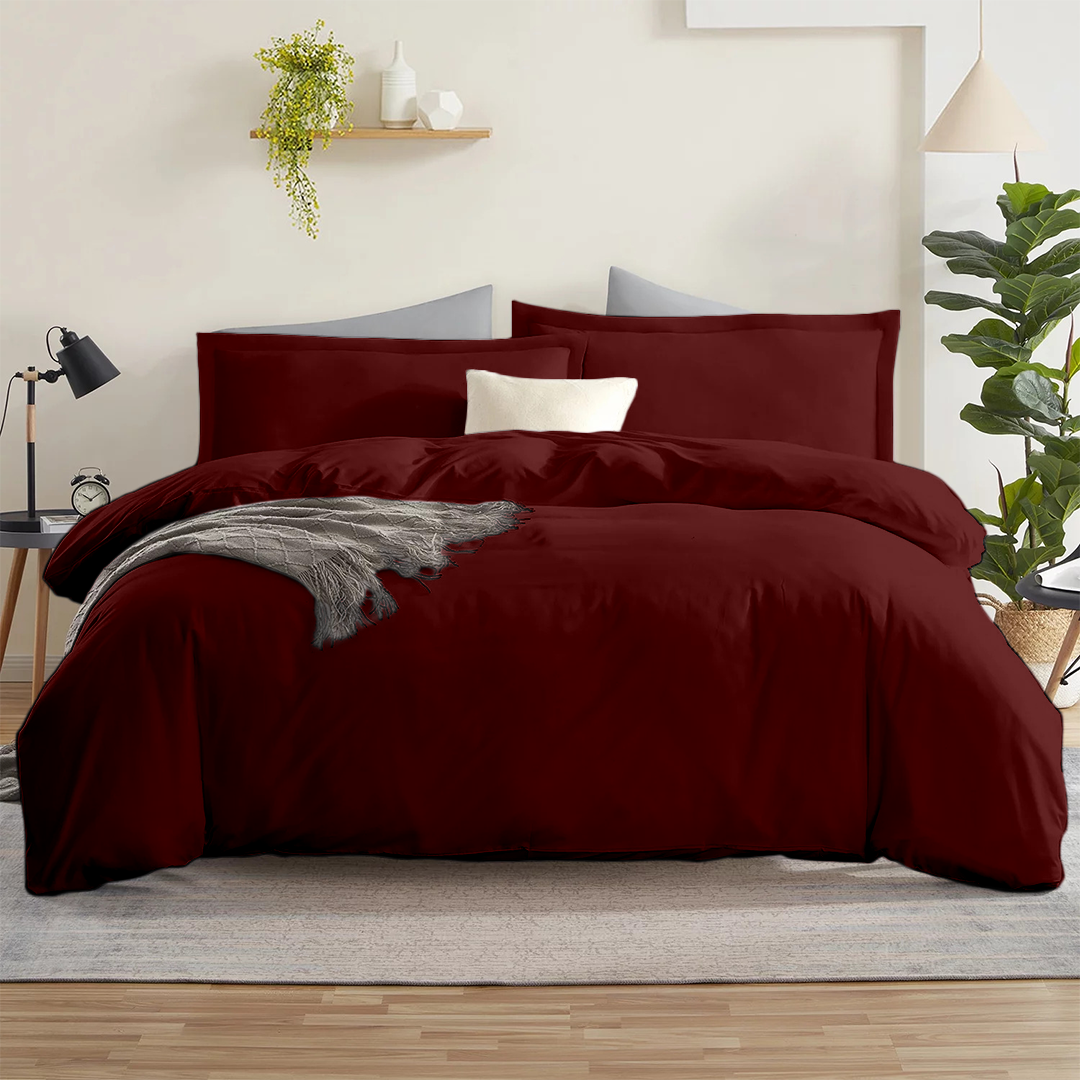 Burgundy Duvet Cover Set Comfy Sateen