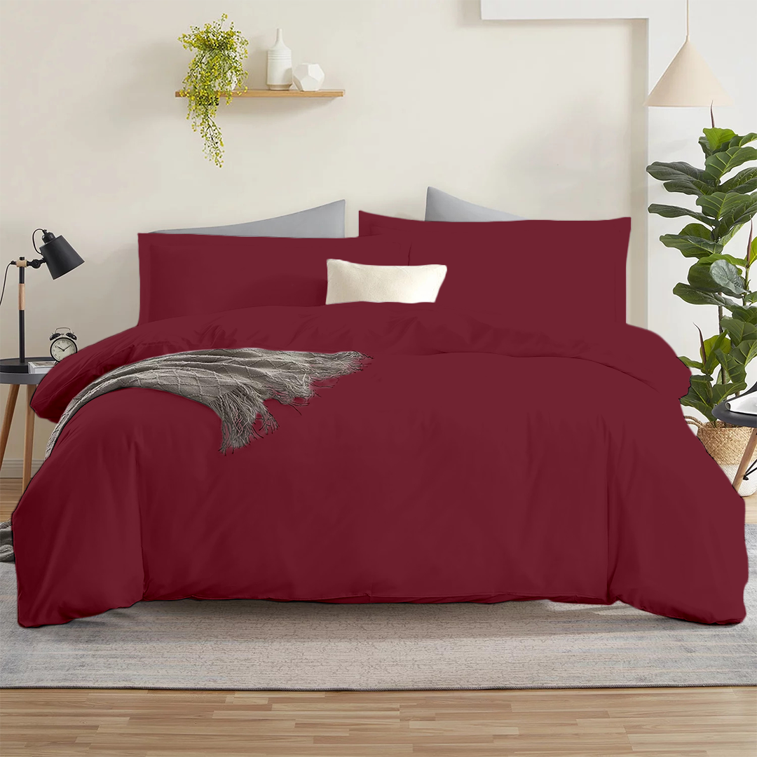 Burgundy Duvet Cover Set Solid Bliss Sateen