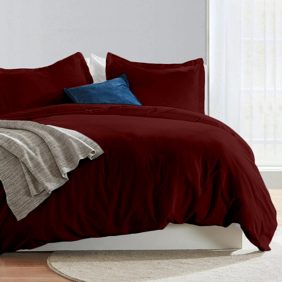 Burgundy Duvet Cover Set Comfy Sateen