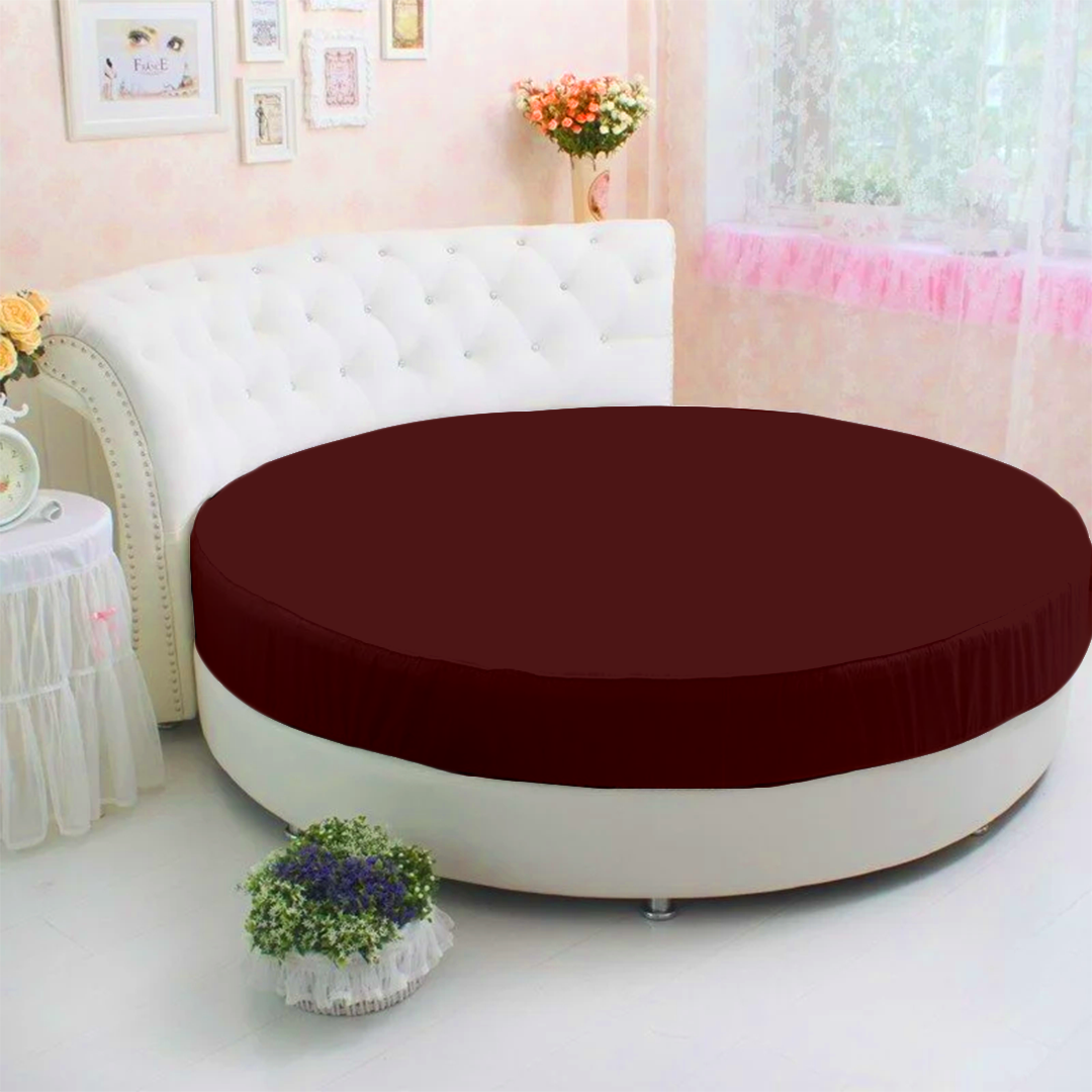 Burgundy Round Fitted Sheet Only Comfy Solid Sateen