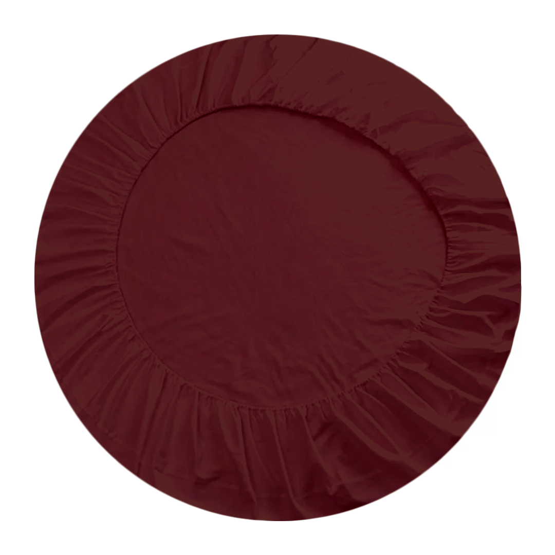 Burgundy Round Fitted Sheet Only Comfy Solid Sateen