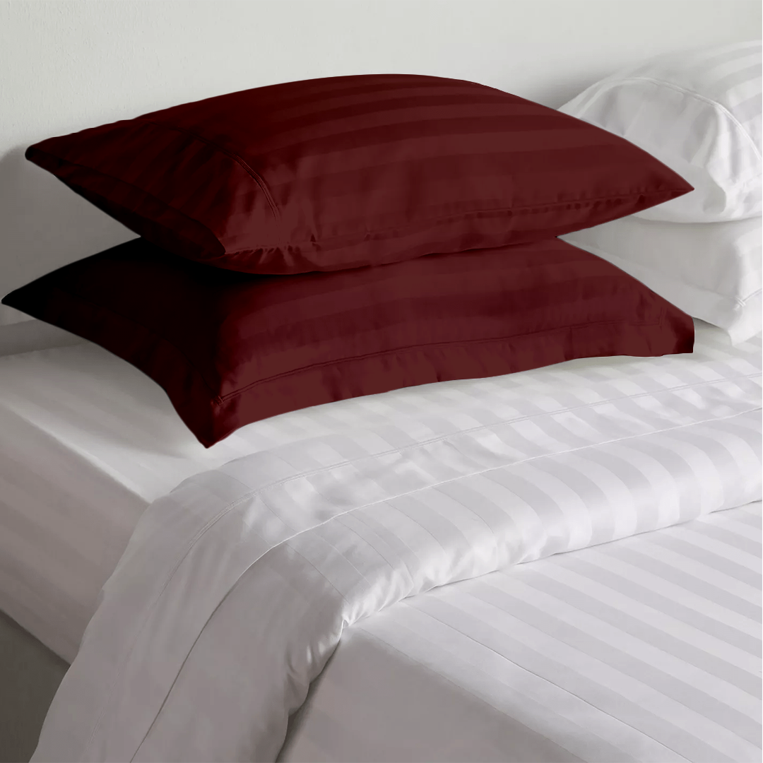 Burgundy Stripe Pillow Sham Comfy Sateen