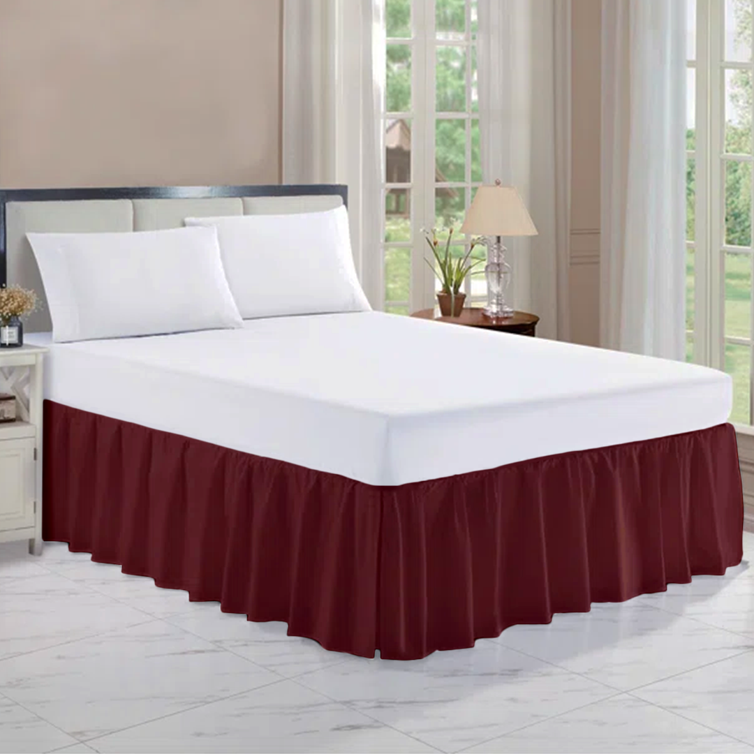 Burgundy Gathered Bed Skirt Comfy Solid