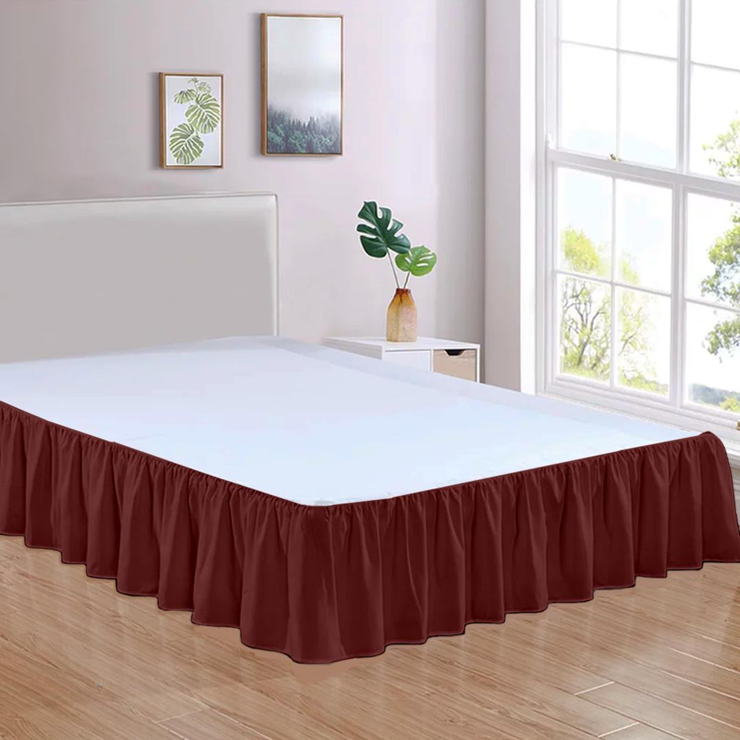 Burgundy Gathered Bed Skirt Comfy Solid