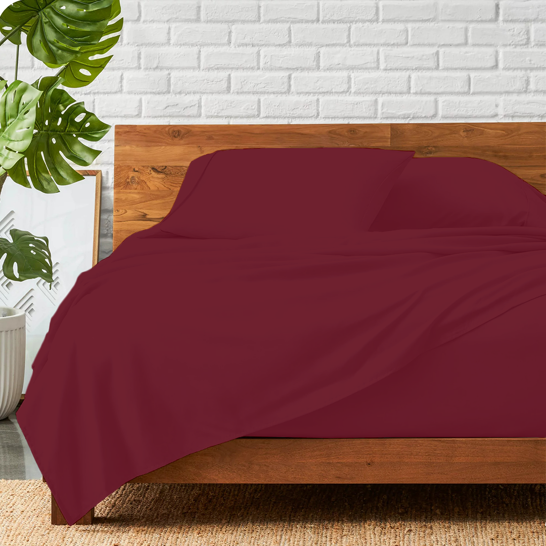 Burgundy Sheet Set Bliss Solid Sateen