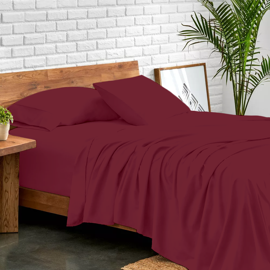 Burgundy Sheet Set Bliss Solid Sateen