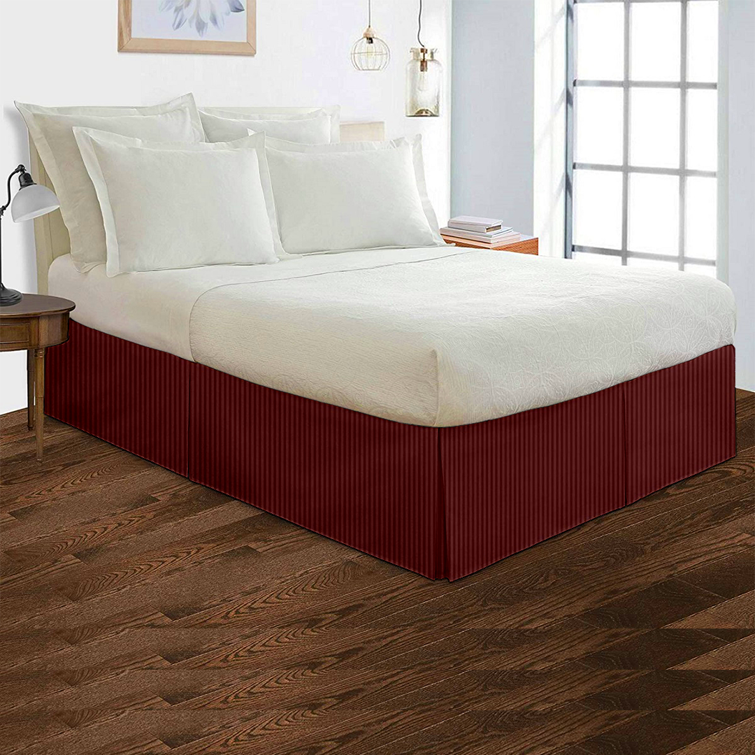 Burgundy Stripe Bed Skirt (Comfy 300TC)